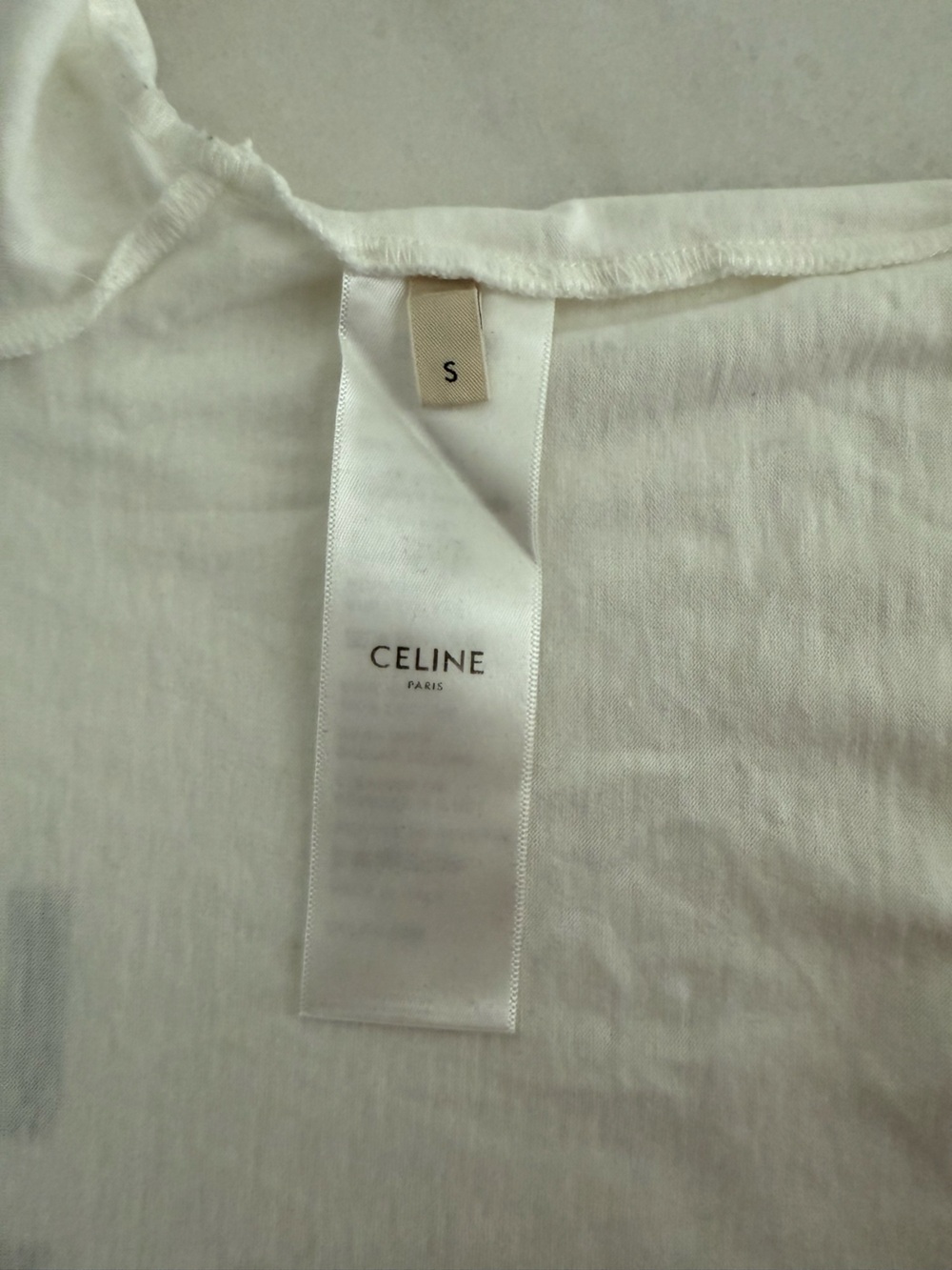 Celine White Cropped T-Shirt with Black CELINE Logo - Picture 6 of 7